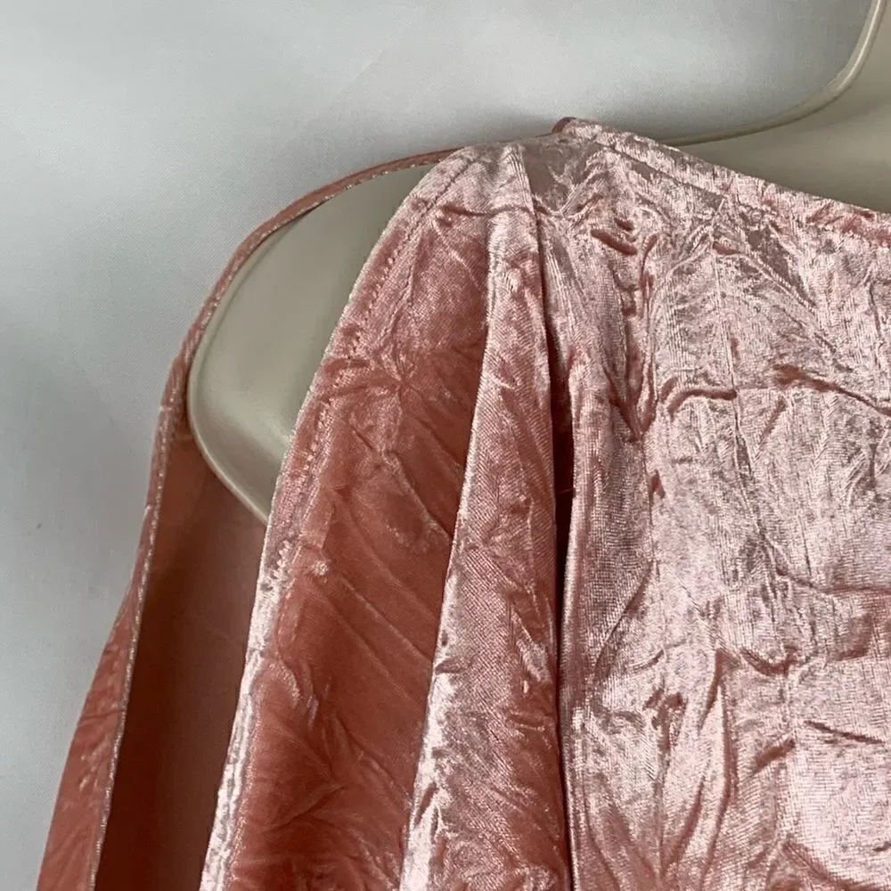 Maeve Anthropologie peach velour cold shoulder top